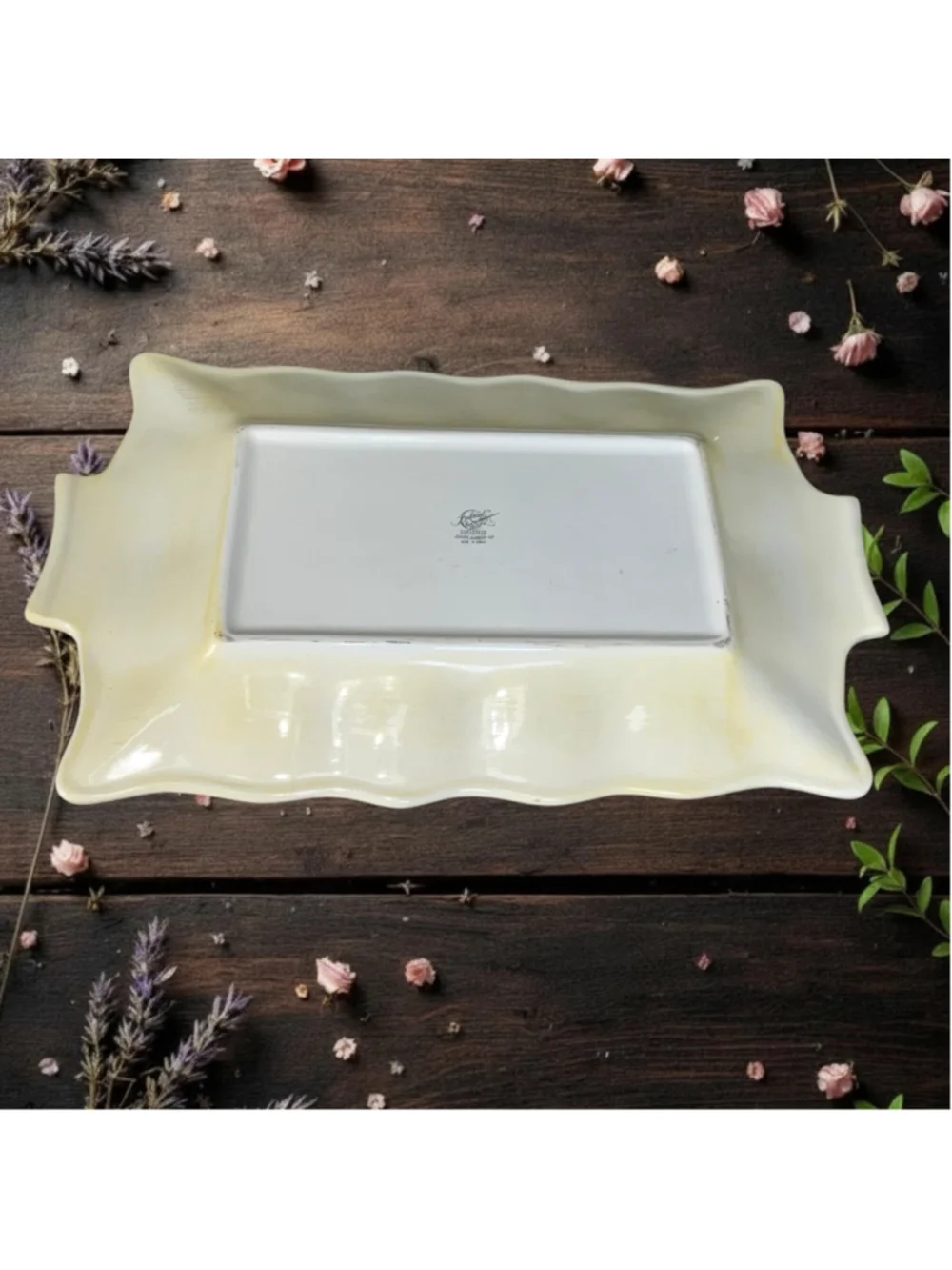 Boulevard Tabletops Unlimited Vintage Hand-Painted Ceramic Serving Platter